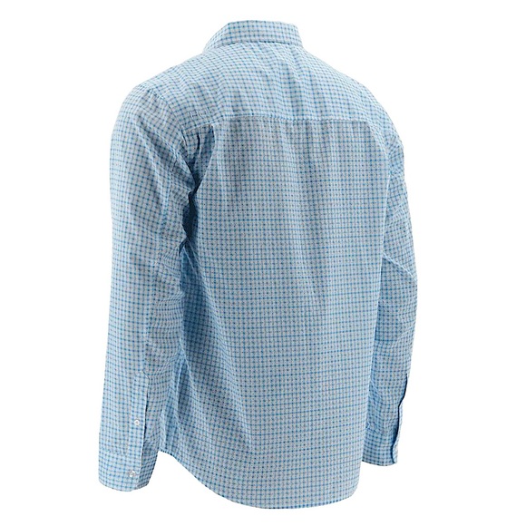 HUK Fishing Shirt Long Sleeve Button Down Vented Santiago Blue White Men's Small - Picture 2 of 16